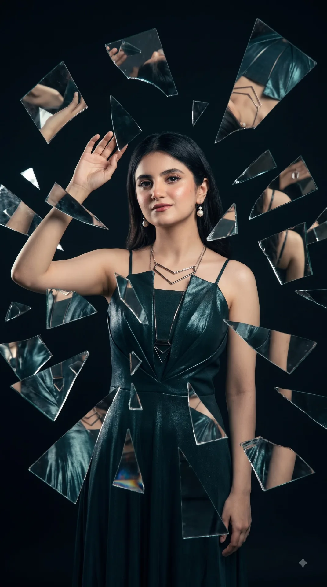 "Shattered Mirror Fragments Portrait"