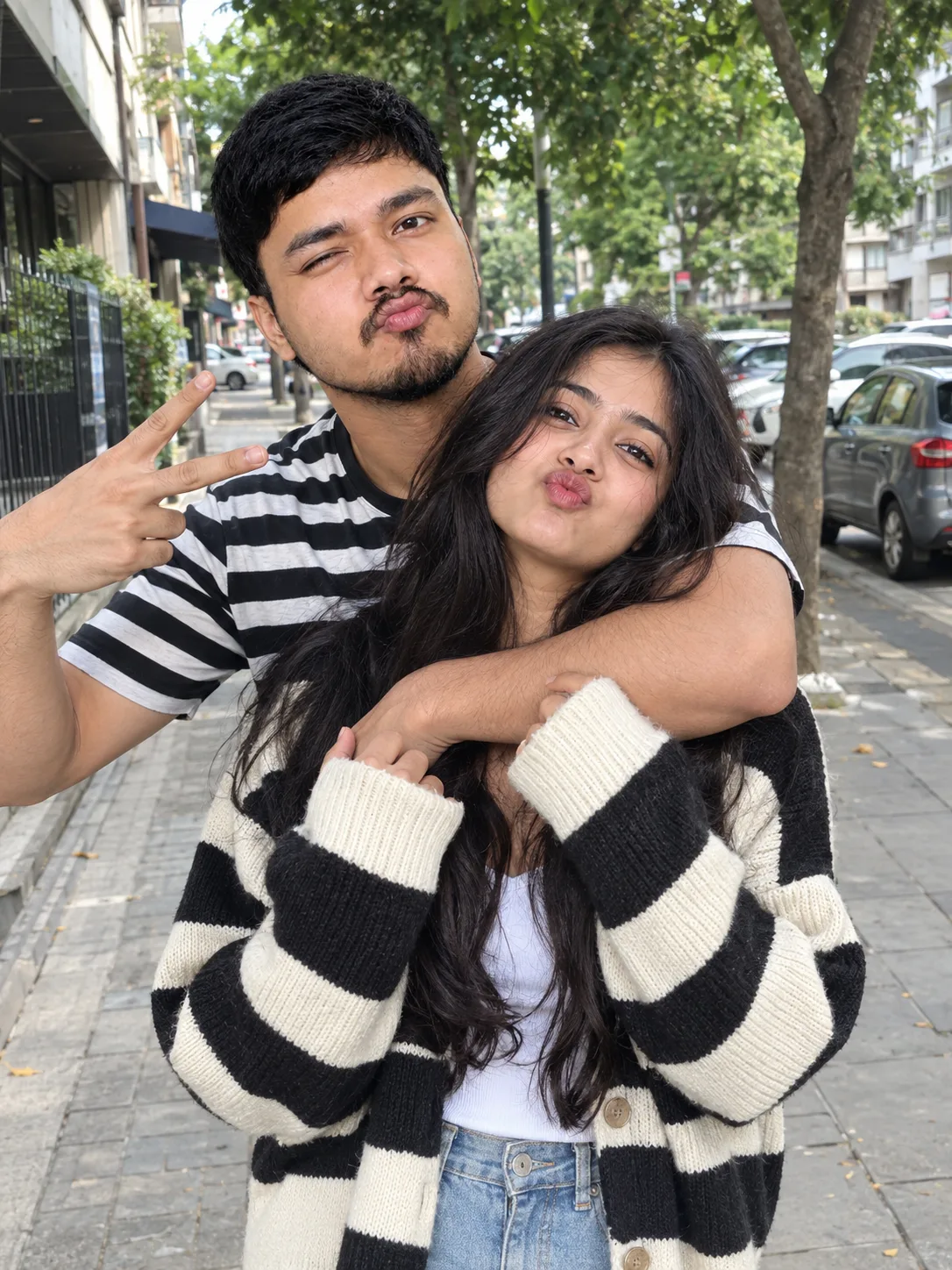 Ultra realistic candid portrait of a playful couple