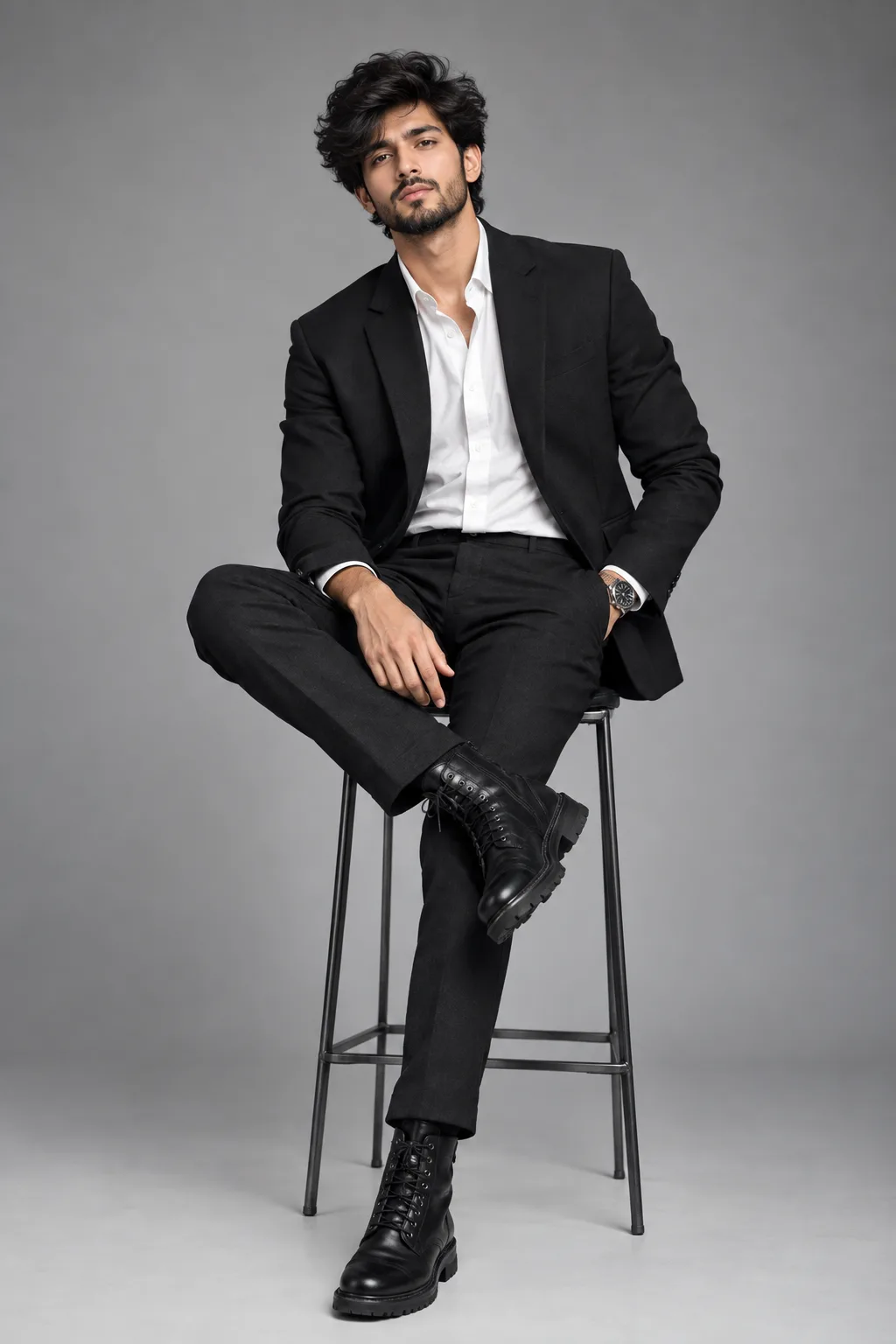 Elegant Black Suit Studio Portrait