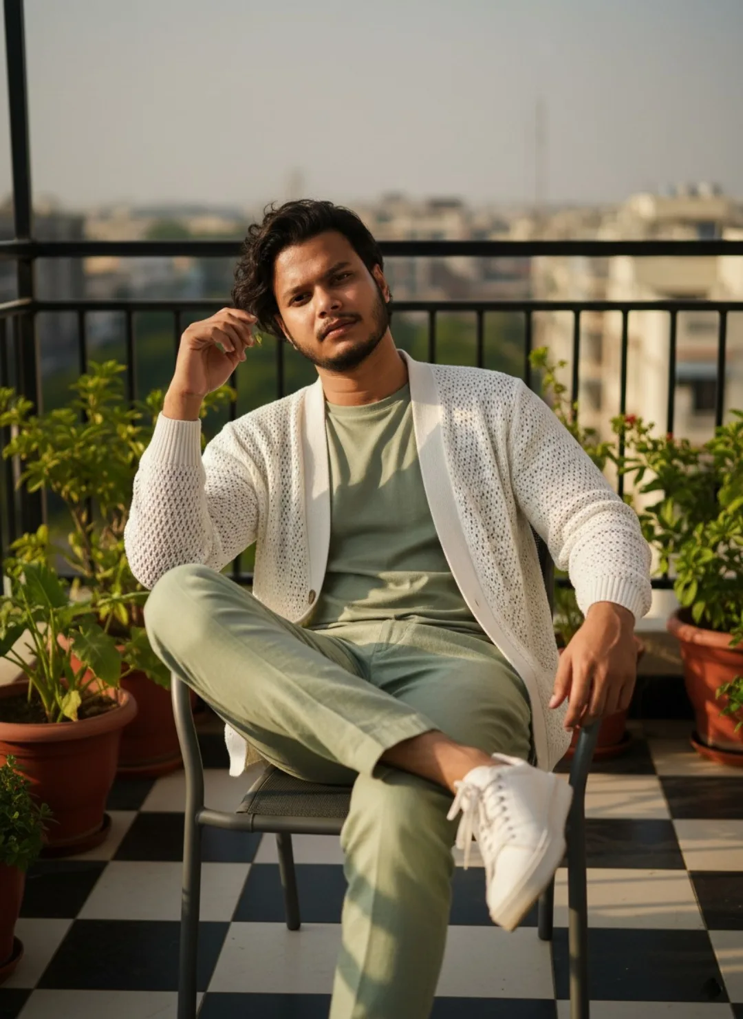 Rooftop Chill in Soft Greens