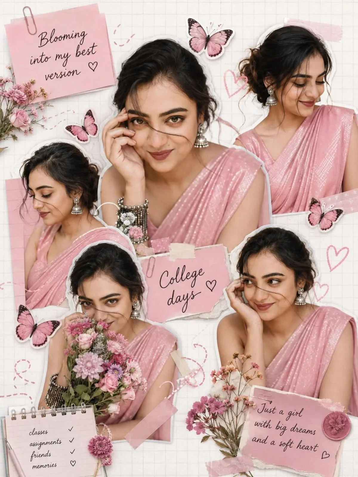 Blooming Into My Best Version — Pink Saree College Days