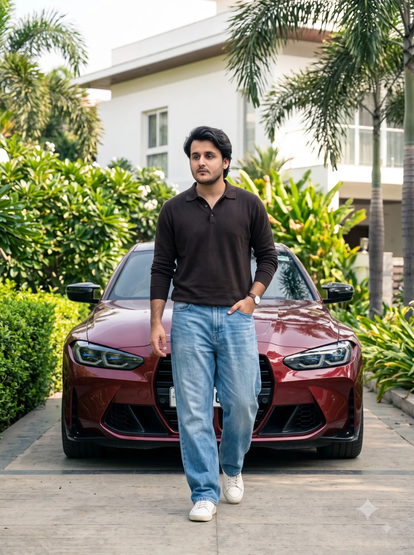 Walking with BMW image prompt