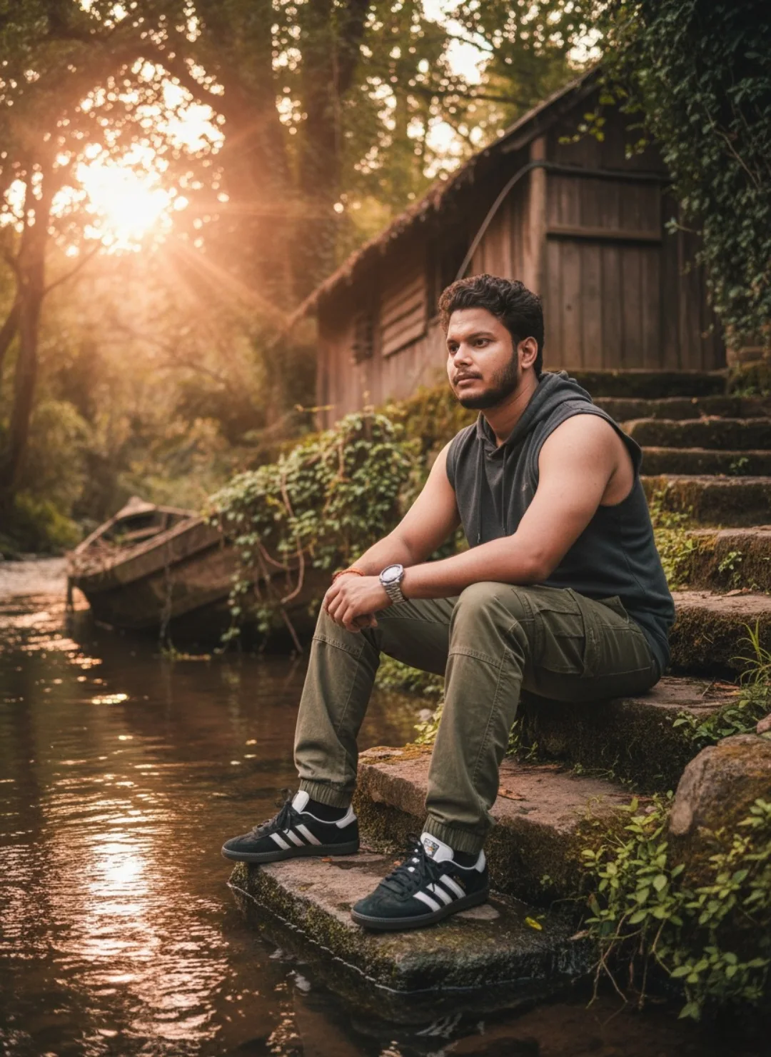 Golden Hour Forest Contemplation