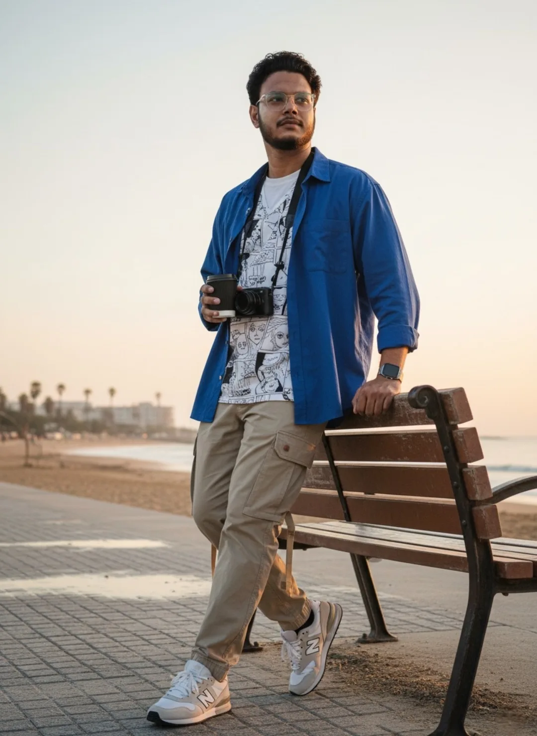 Golden Hour Photographer on Beach Promenade