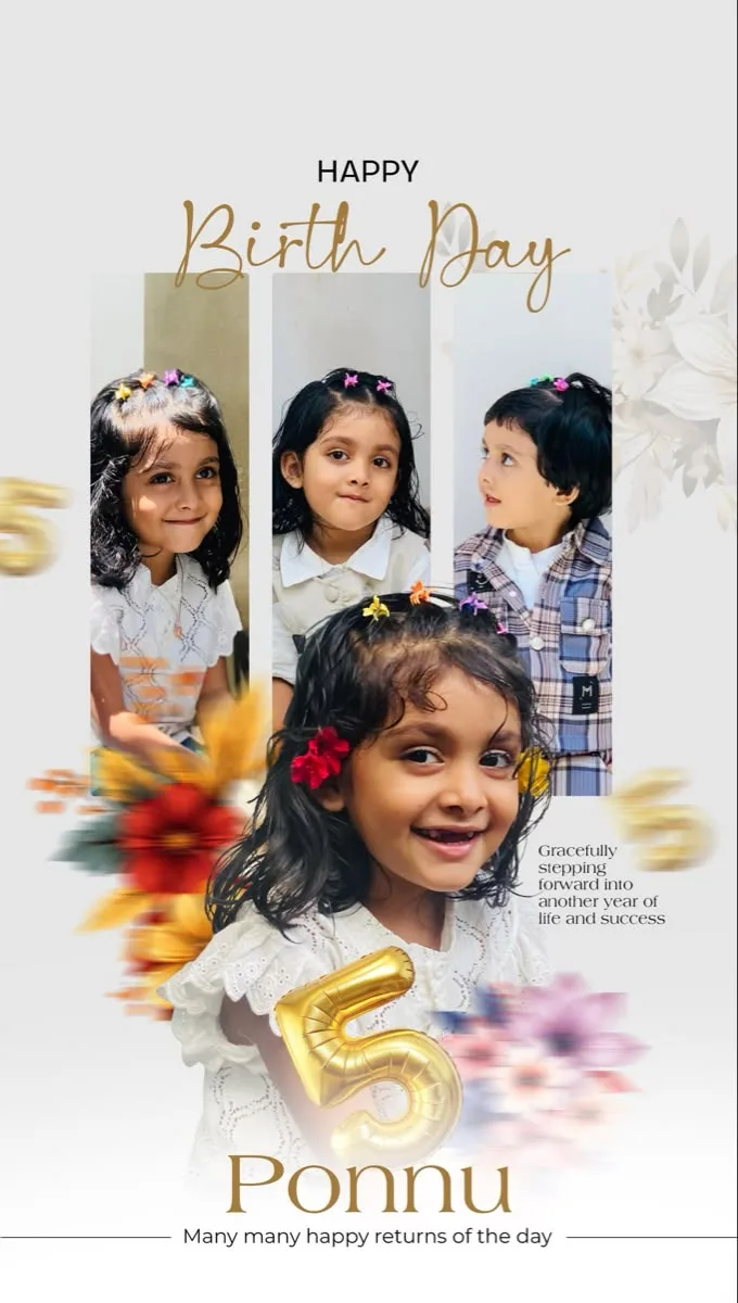 Elegant 5th Birthday Photo Collage – Ponnu