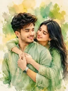 Watercolor Emerald Romance