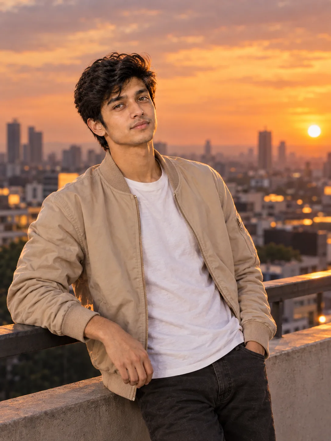 Cinematic Boy Rooftop Golden Hour
