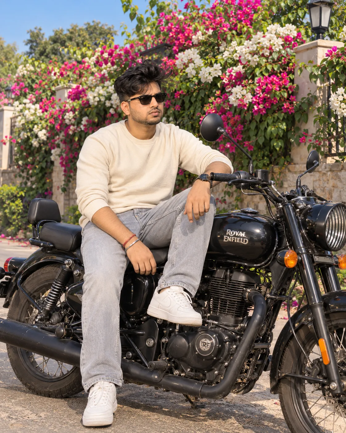 Floral Garden Motorcycle Portrait