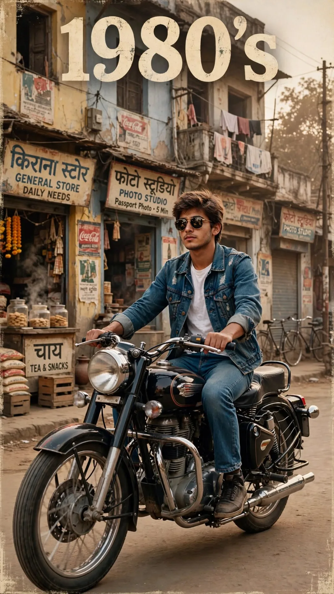 1980s Retro Bike Rider - Denim Jacket Vintage Style