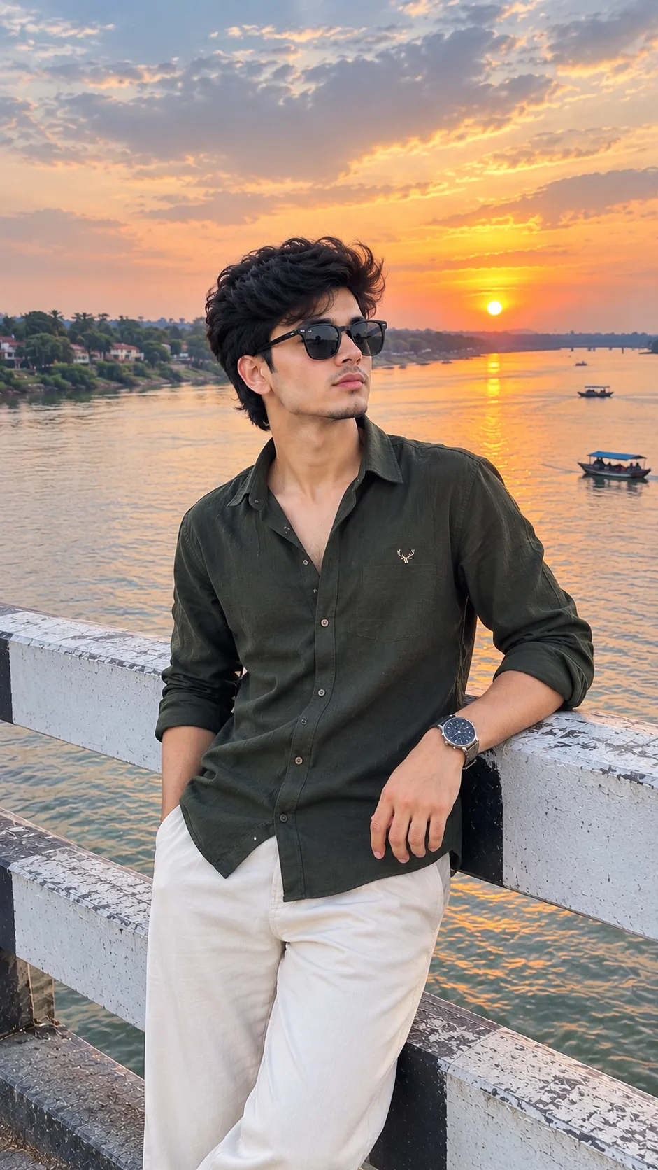 Stylish Boy by the River
