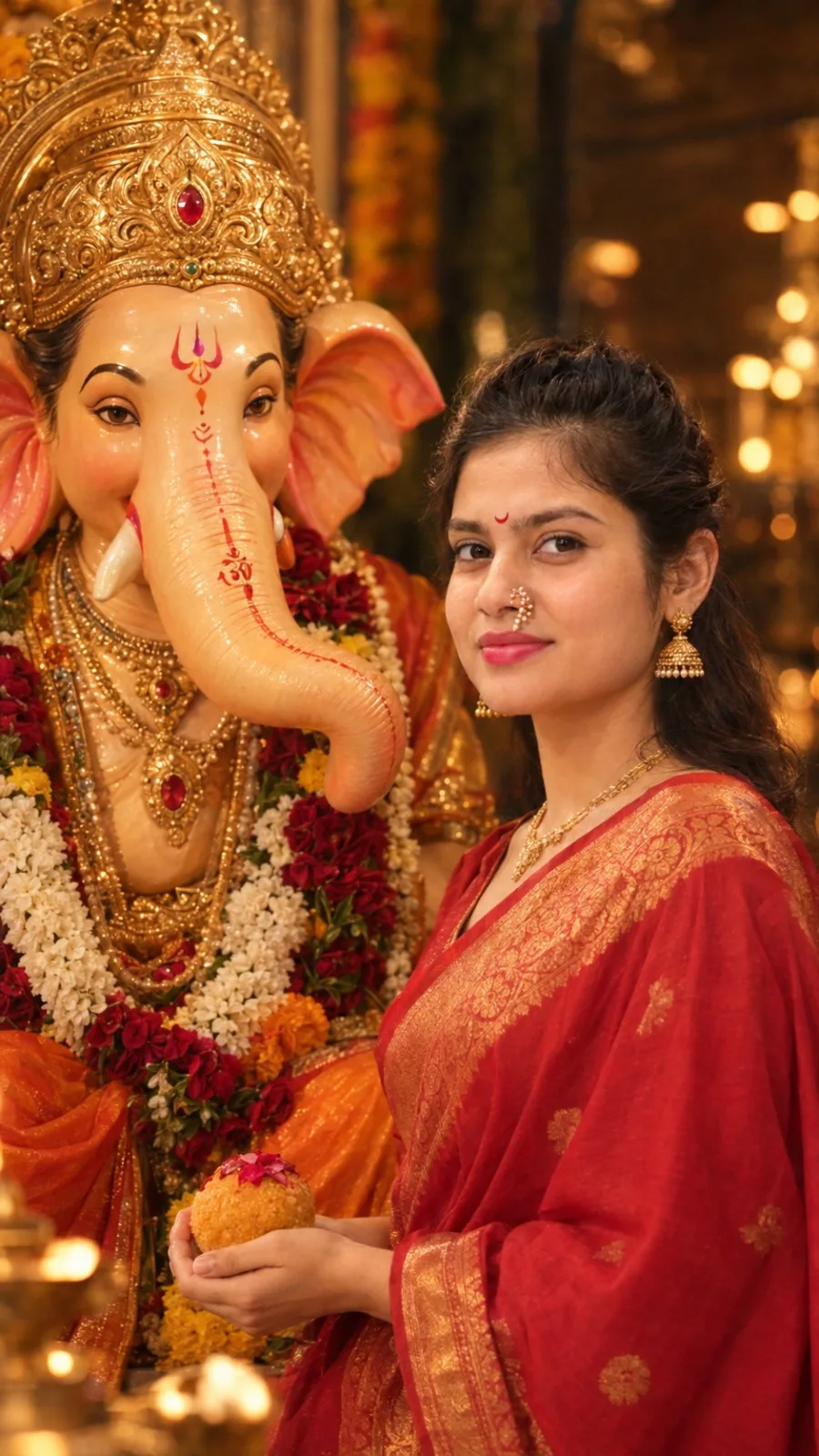 Divine Grace: A Devotional Portrait with Lord Ganesha