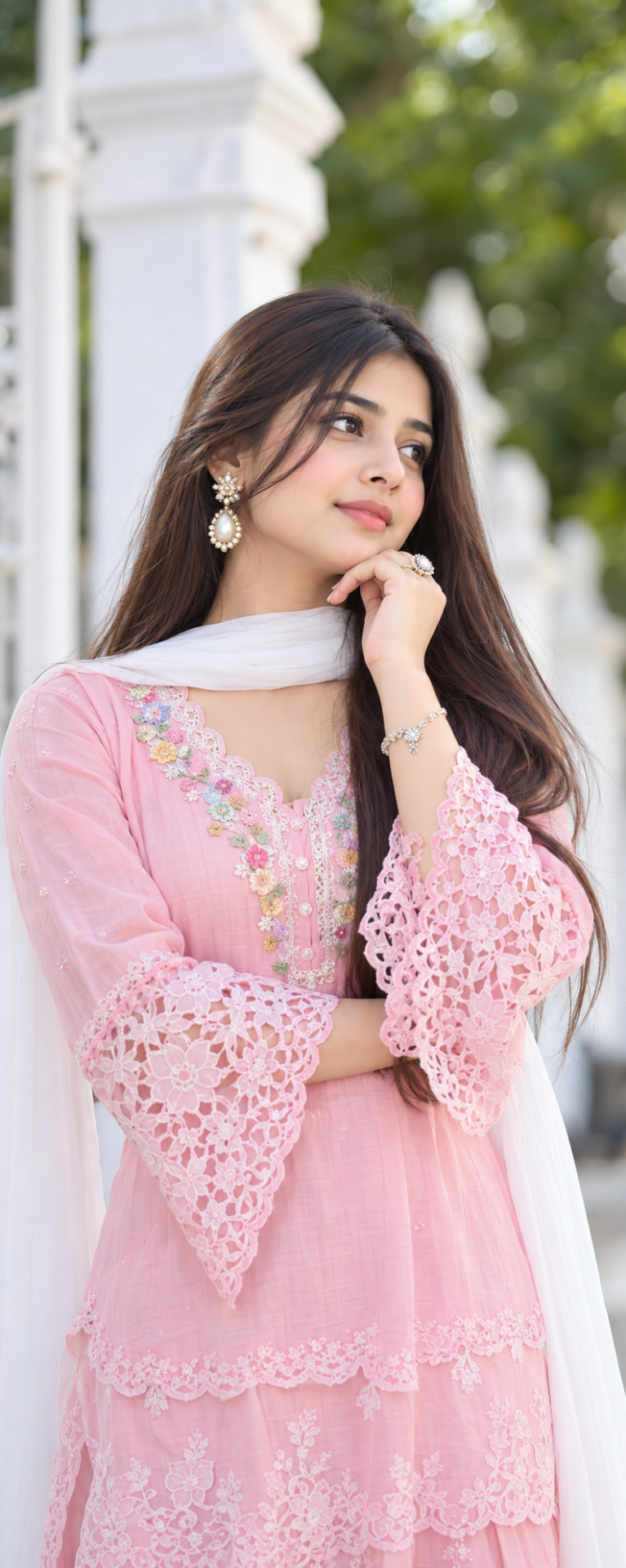 Elegant Indian Girl Portrait in Pink Kurta | Soft Bokeh Photography