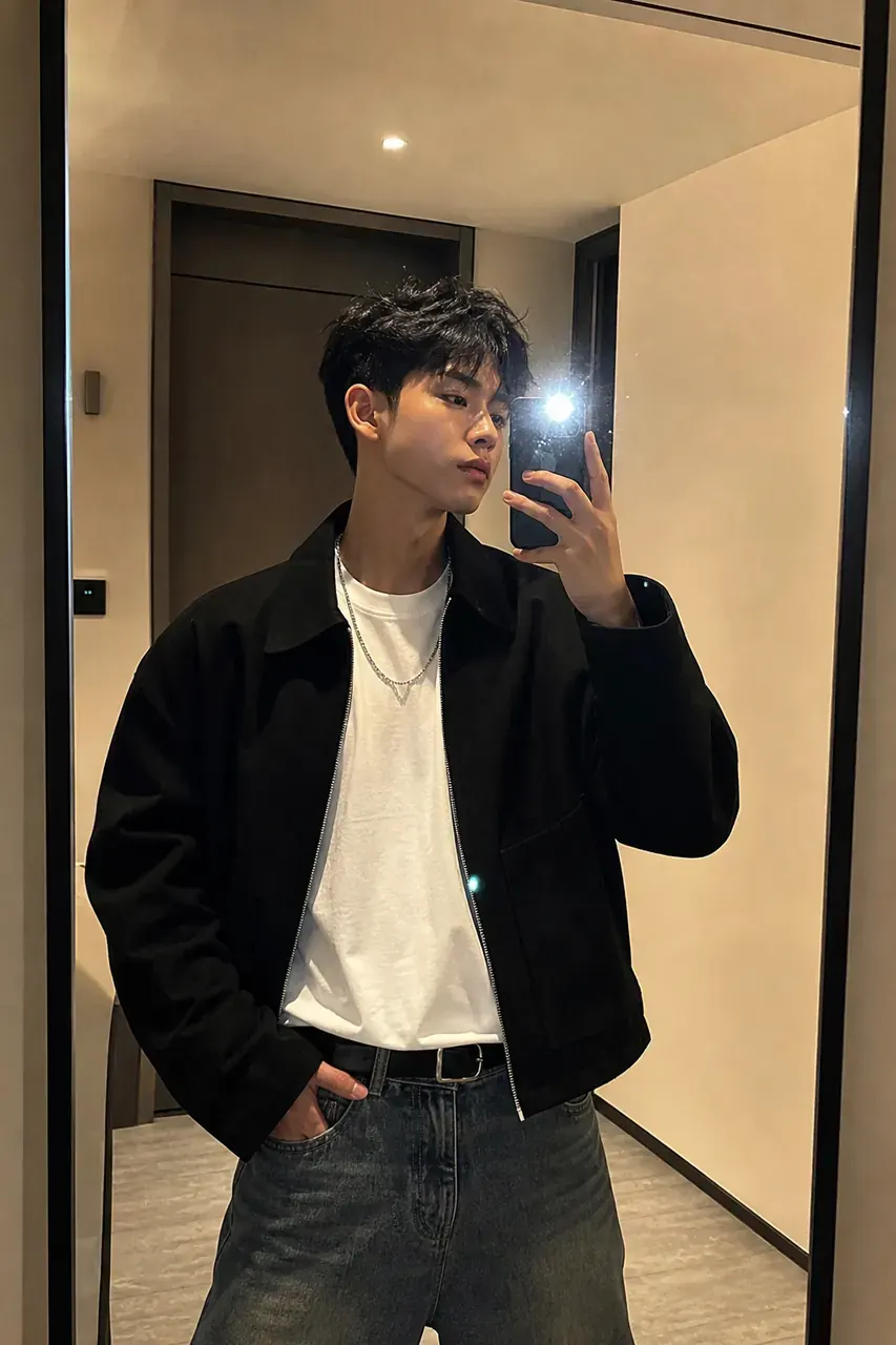 selfie into a stylish mirror selfie portrait.
