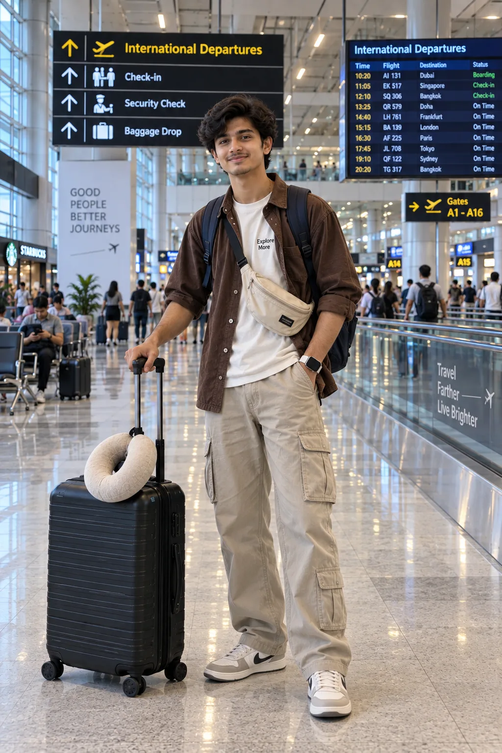 Cinematic Airport Travel Portrait — Latest Outfit