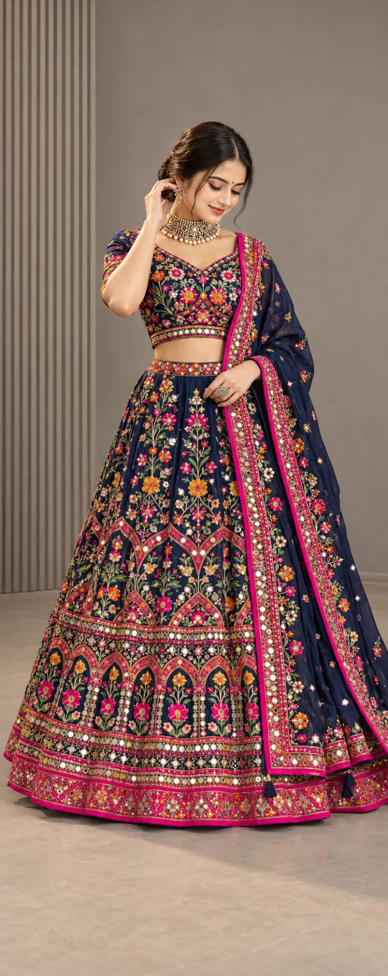 Royal Navy Blue Lehenga ✨ | Elegant Indian Ethnic Fashion Look