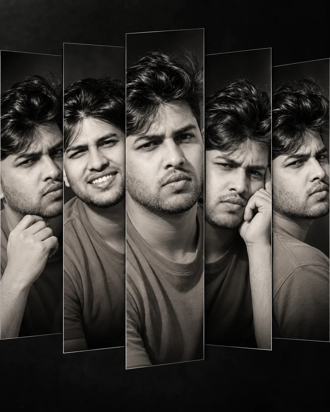Black & White Multi-Expression Portrait Collage