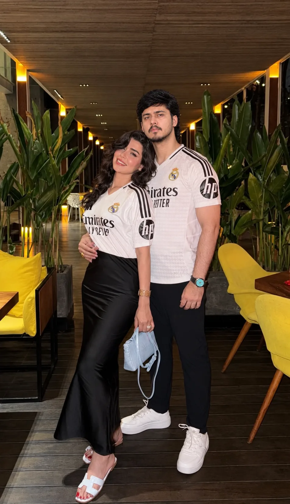 Romantic Couple Portrait in Matching Football Jerseys